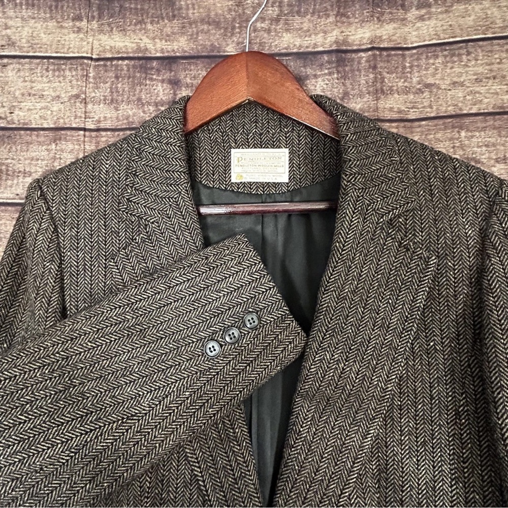 Pendleton Herringbone Blazer - Black and Brown